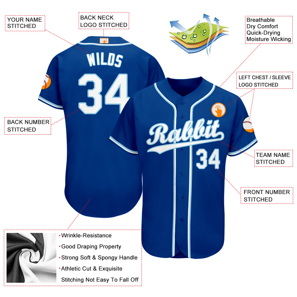Custom Royal White-Light Blue Baseball Jersey - Image 4