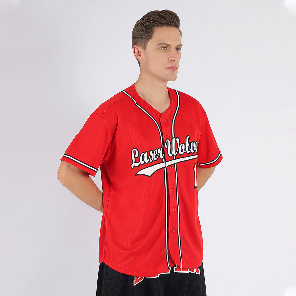 Custom Red White-Black Baseball Jersey - Image 2