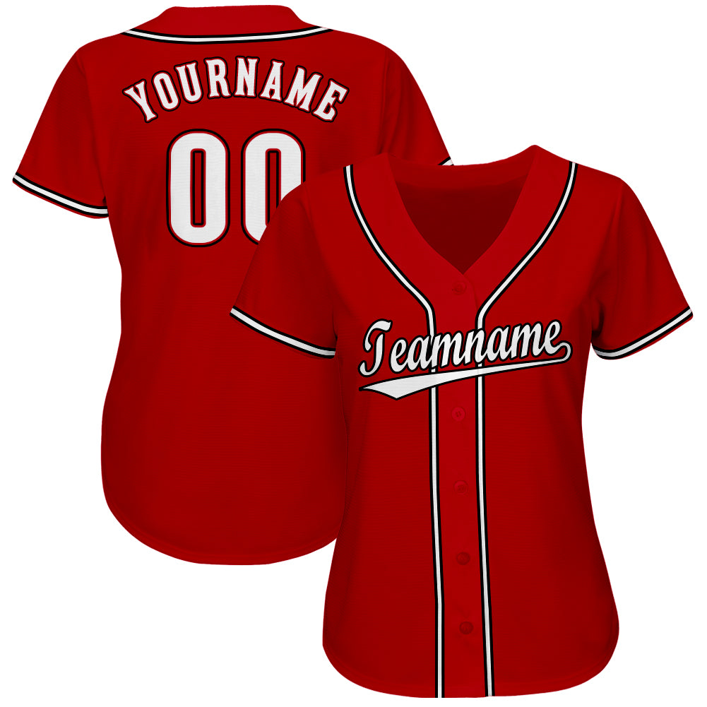 Custom Red White-Black Baseball Jersey - Image 3