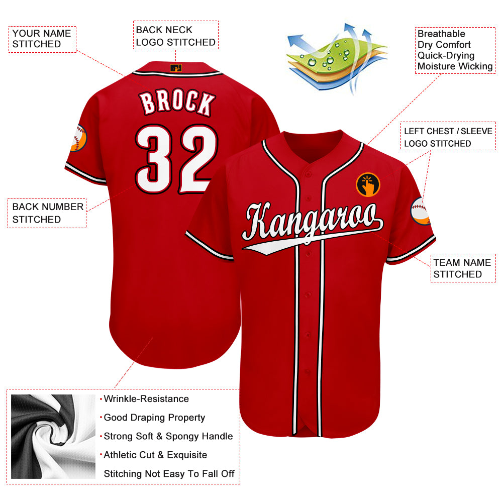 Custom Red White-Black Baseball Jersey - Image 4