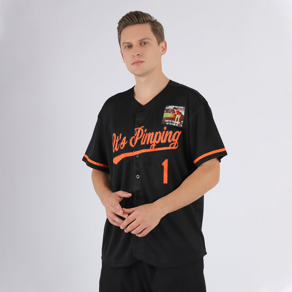 Custom Black Orange Baseball Jersey - Image 2