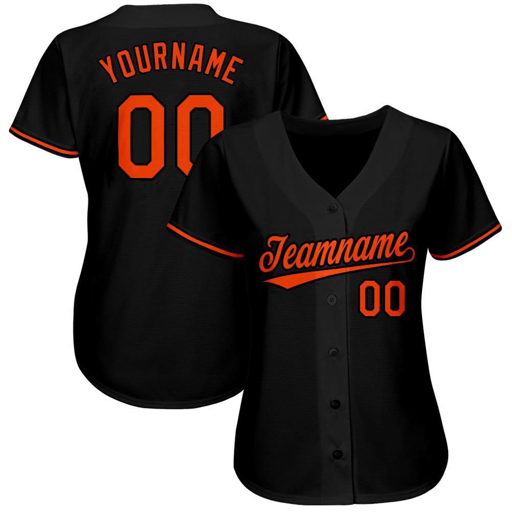 Custom Black Orange Baseball Jersey - Image 3