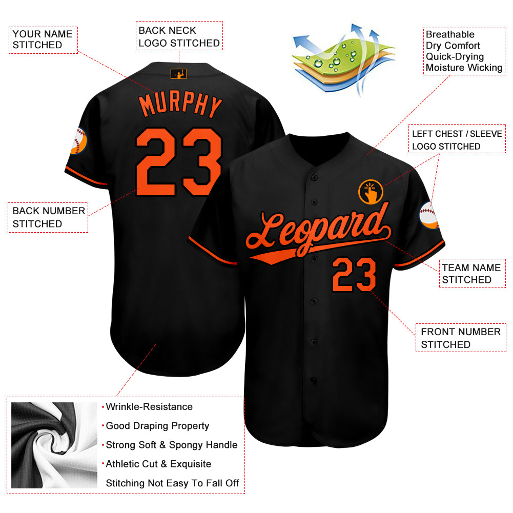 Custom Black Orange Baseball Jersey - Image 4