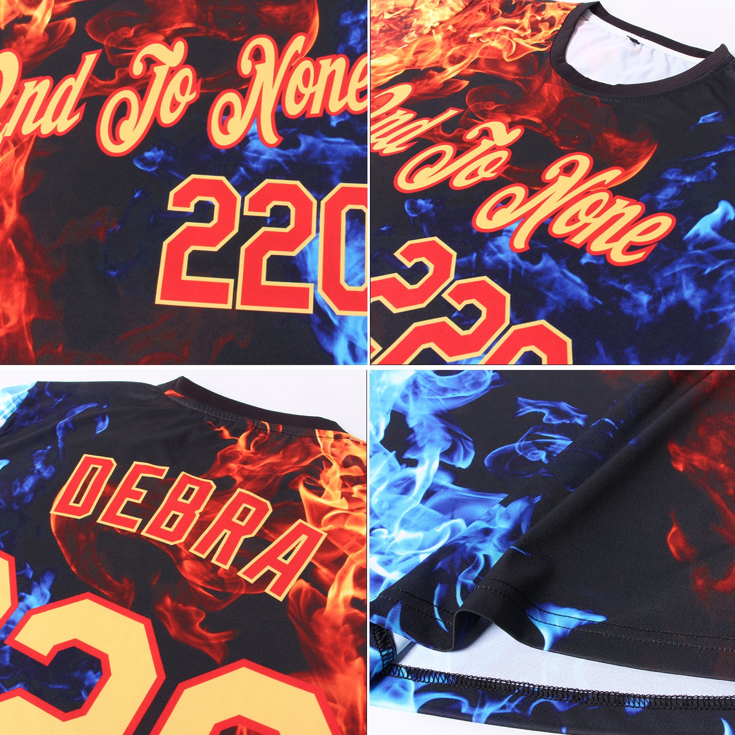 Custom Red Gold-Red 3D Pattern Design Flame Performance T-Shirt - Image 5
