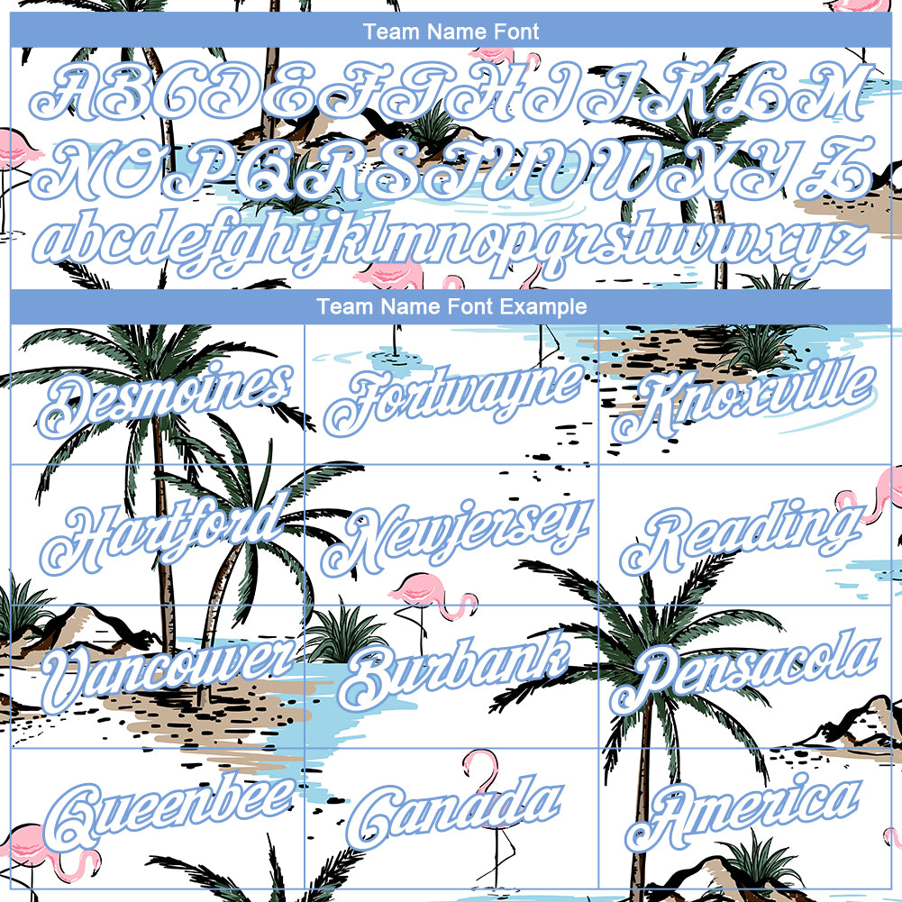 Custom White White-Light Blue 3D Pattern Design Hawaii Palm Trees Performance T-Shirt - Image 3