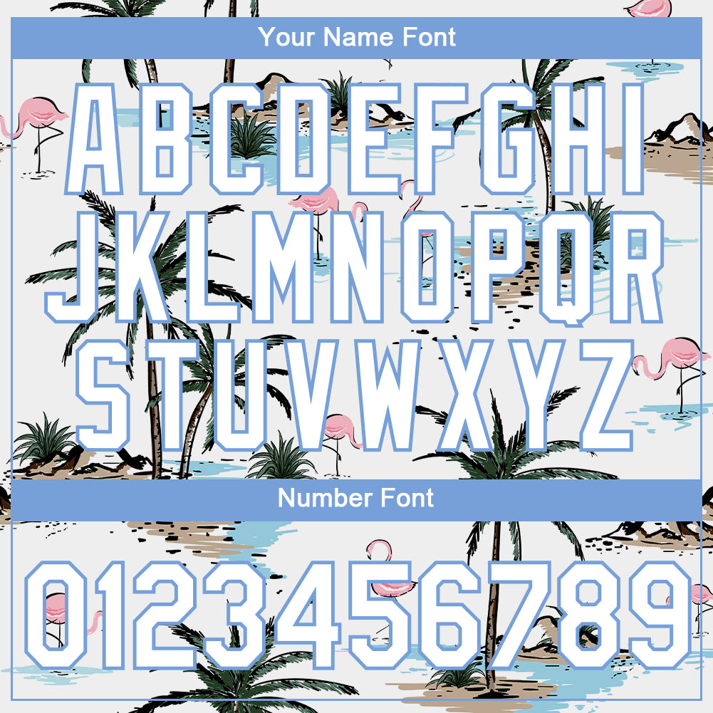 Custom White White-Light Blue 3D Pattern Design Hawaii Palm Trees Performance T-Shirt - Image 4