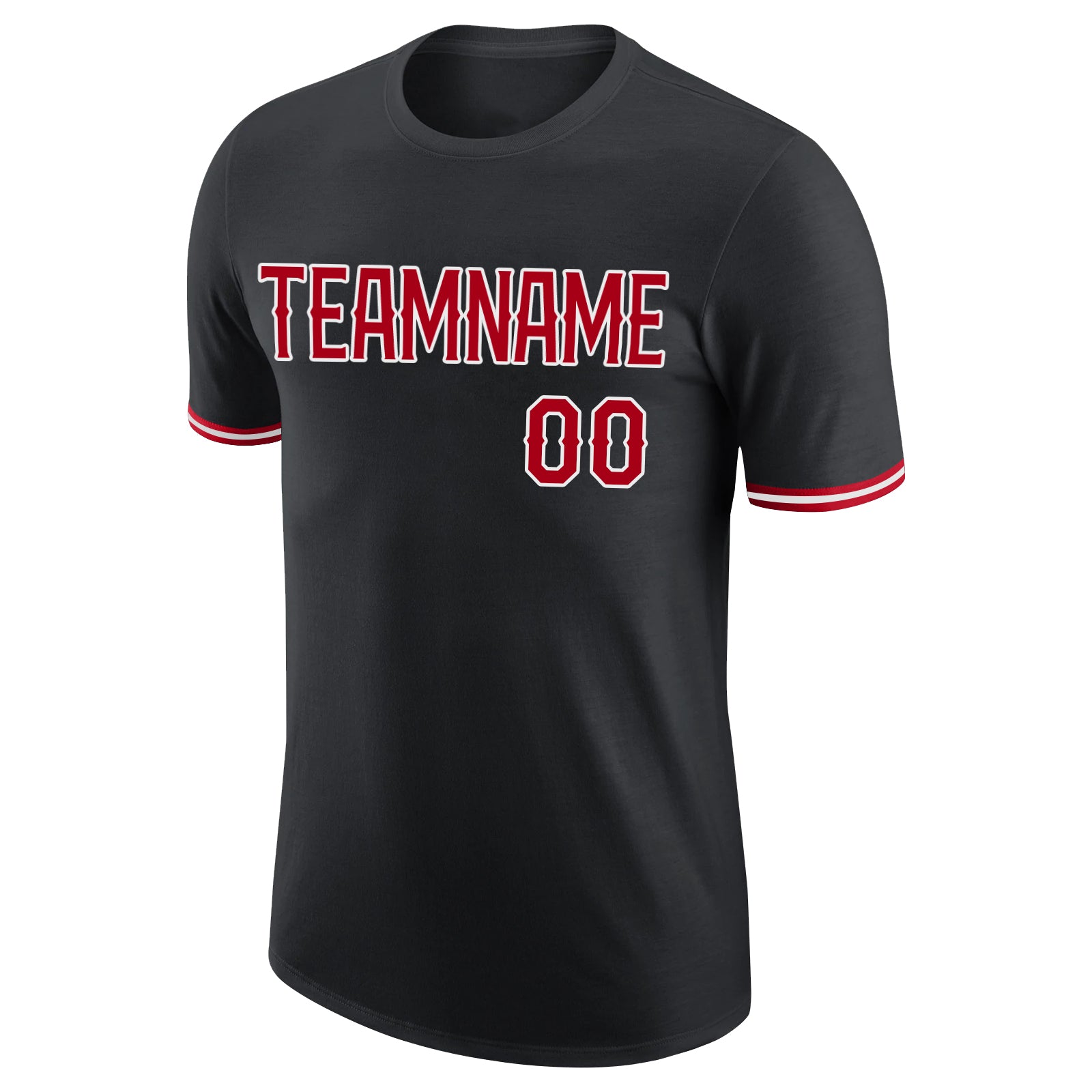 Custom Black Red-White Performance T-Shirt - Image 5
