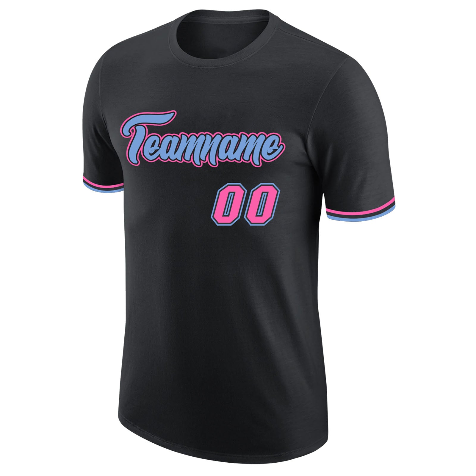Custom Black Pink-Light Blue Performance T-Shirt - Image 5