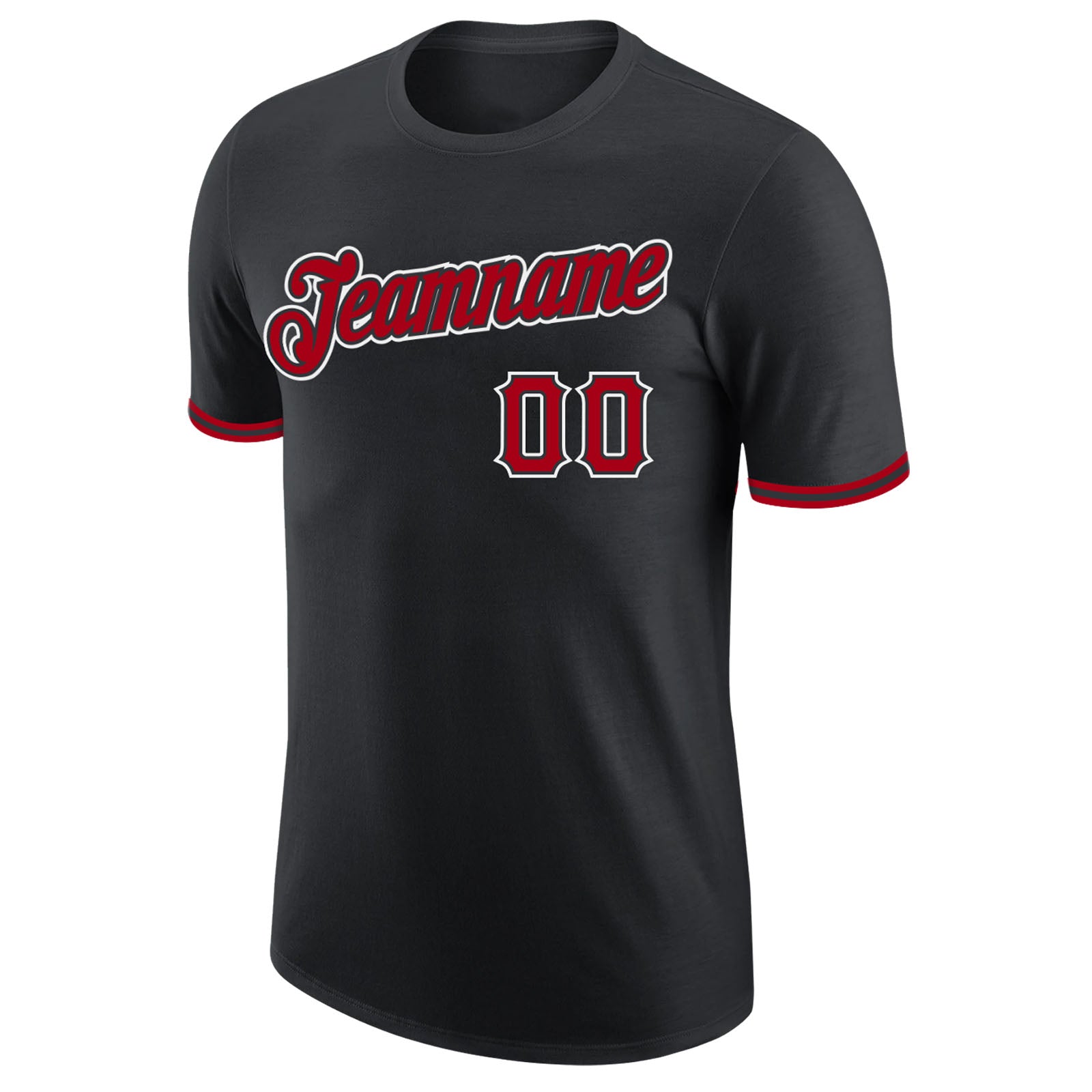 Custom Black Red-White Performance T-Shirt - Image 5