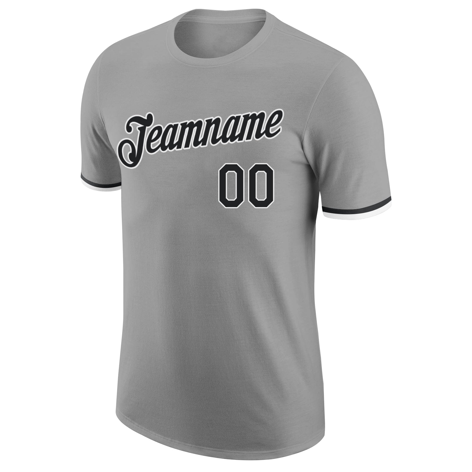 Custom Gray Black-White Performance T-Shirt - Image 5