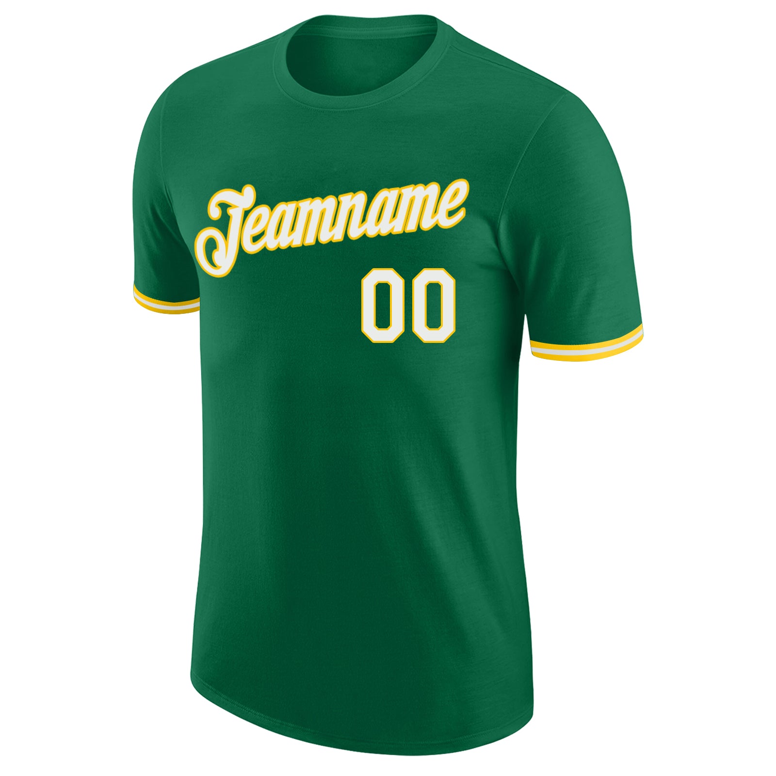 Custom Kelly Green White-Gold Performance T-Shirt - Image 5