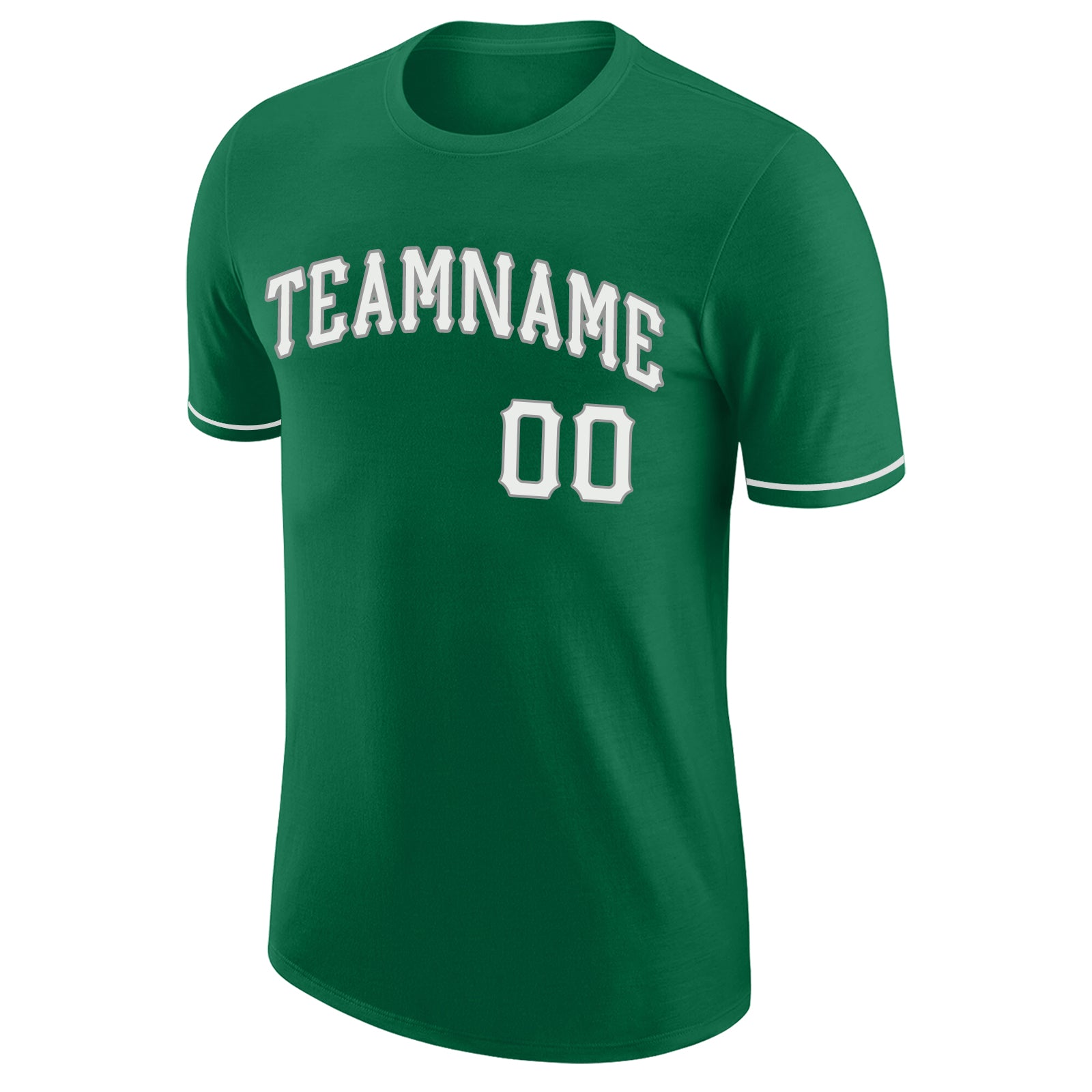 Custom Kelly Green White-Gray Performance T-Shirt - Image 5
